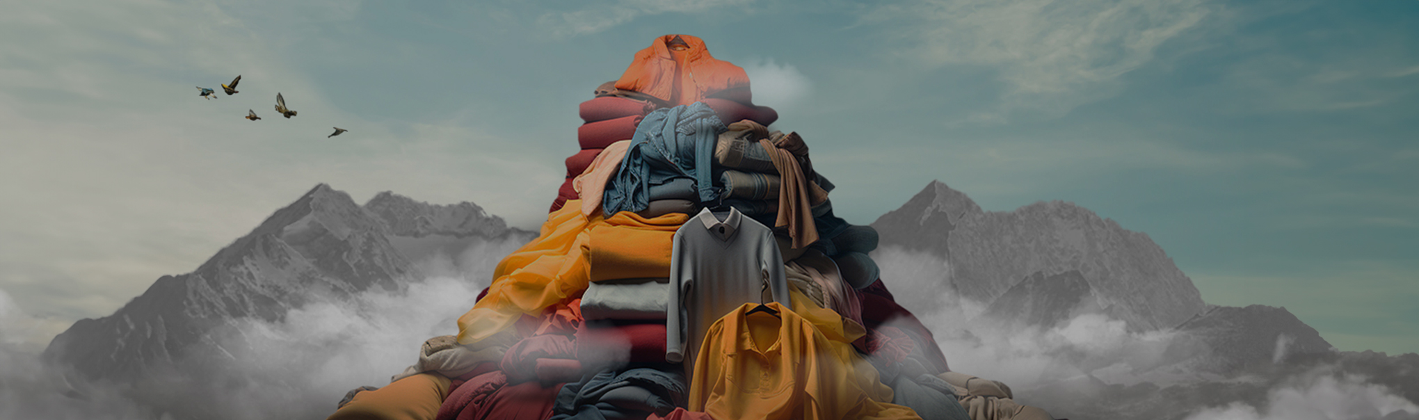 Stack of assorted clothing items in a disorganized pile.