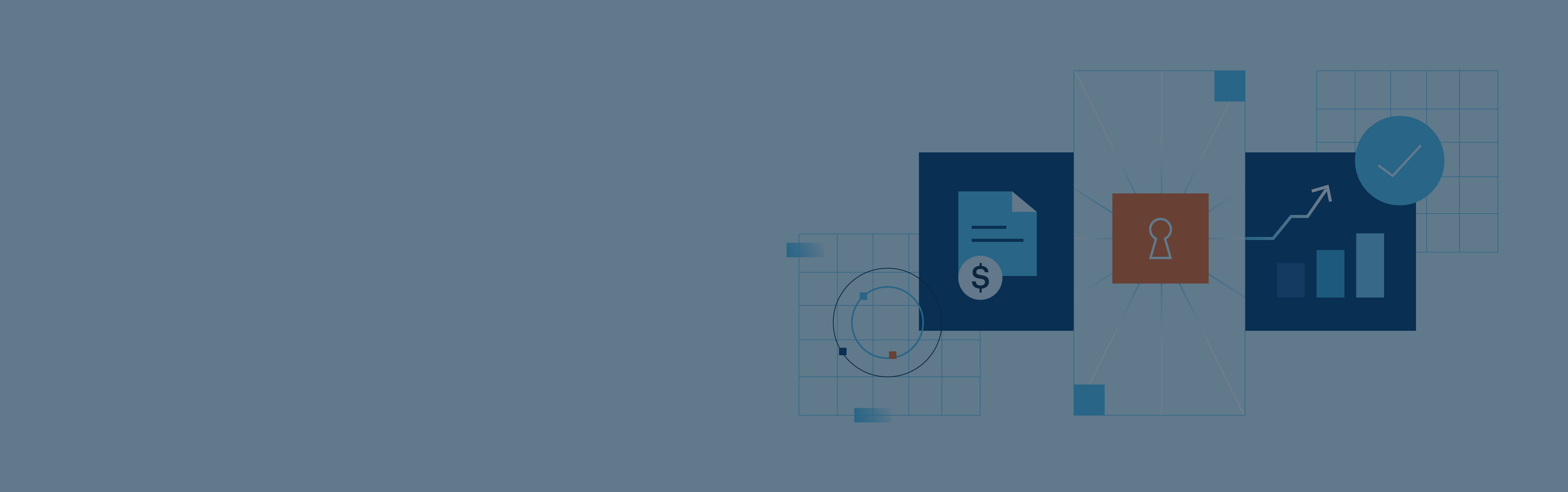 Illustration representing financial documents, automation, and analytics