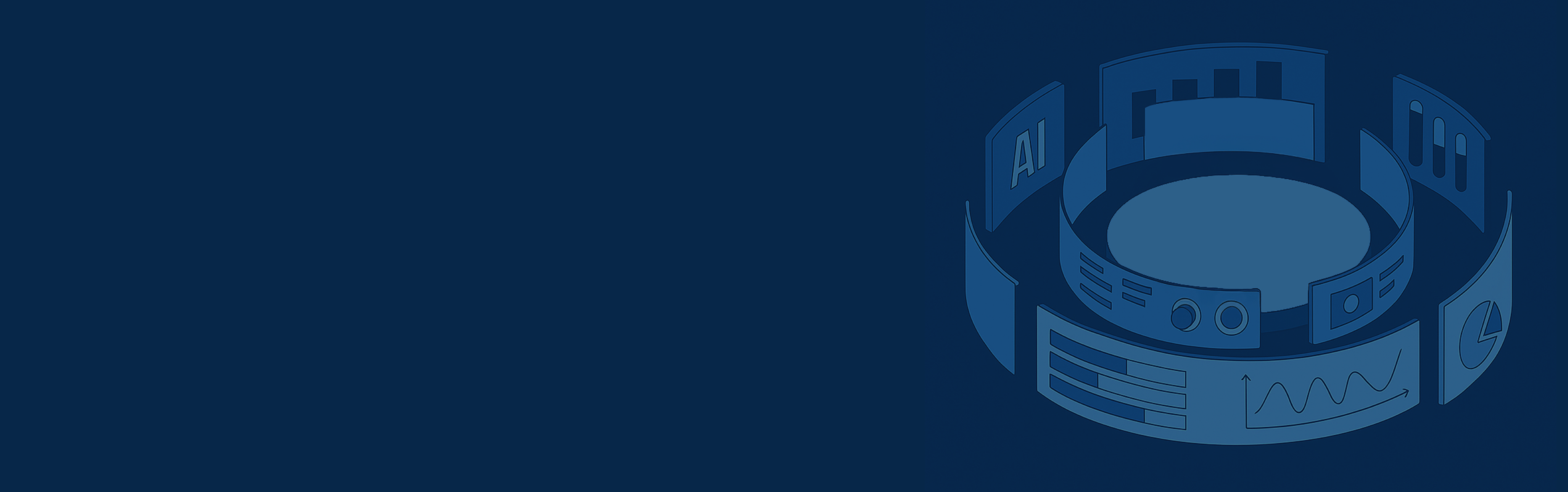 AI dashboard with charts representing data governance and AI