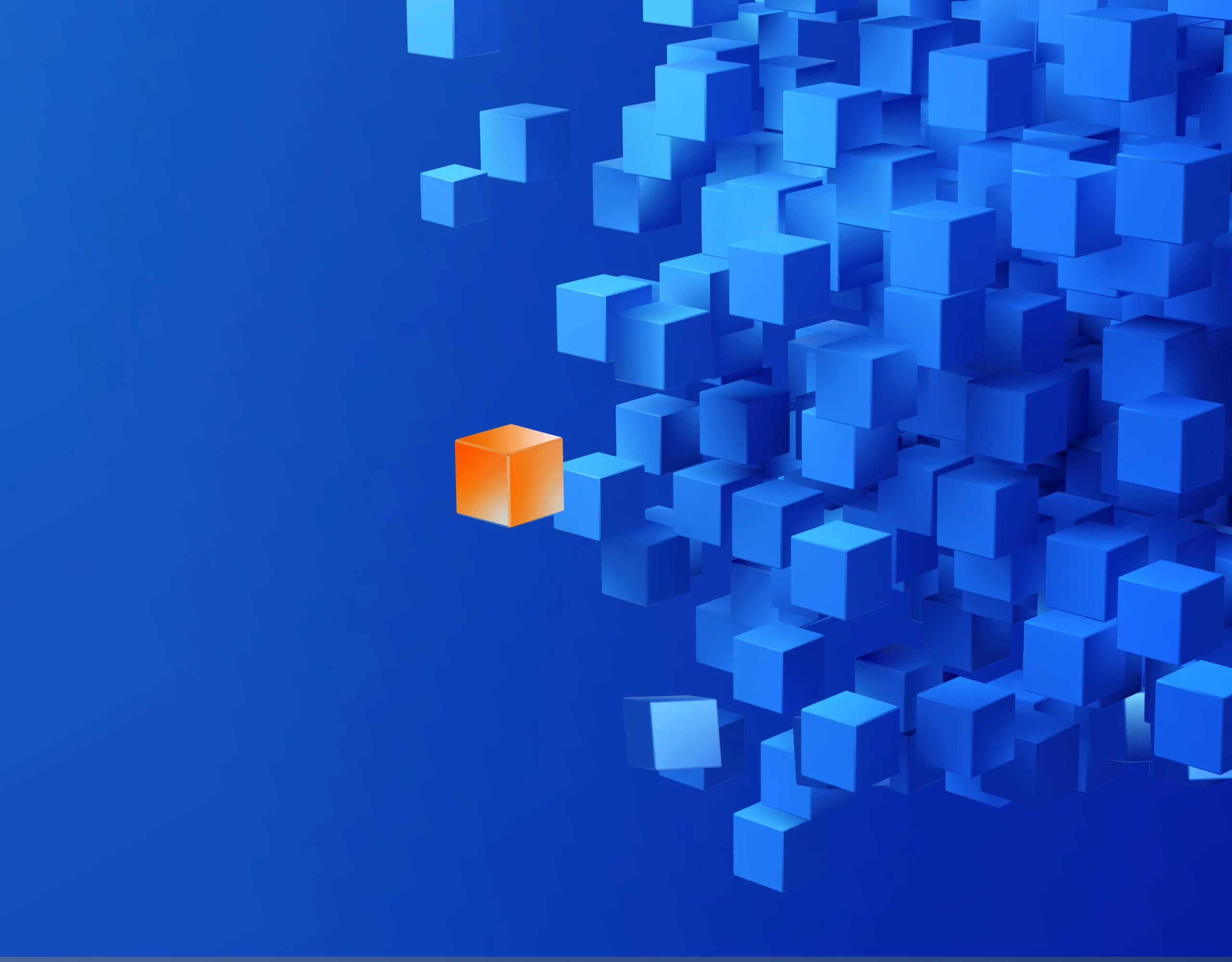Abstract blue cubes with a single orange cube, symbolizing the role of a Fractional CIO.