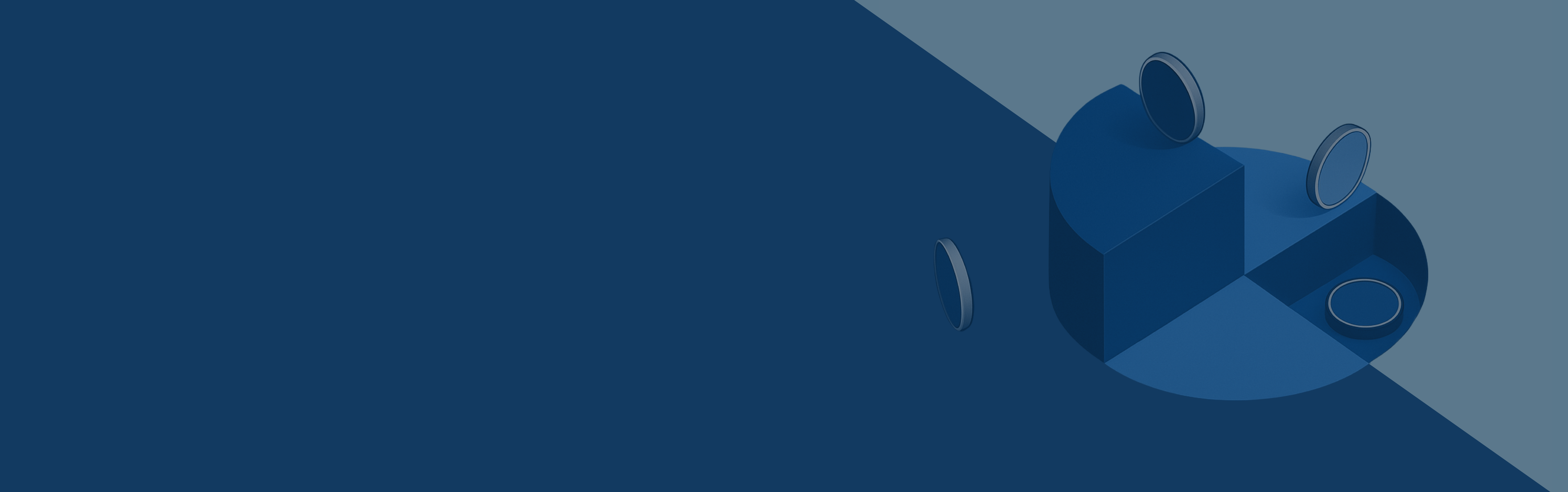 pie chart illustration with floating disks, symbolizing automation test coverage.