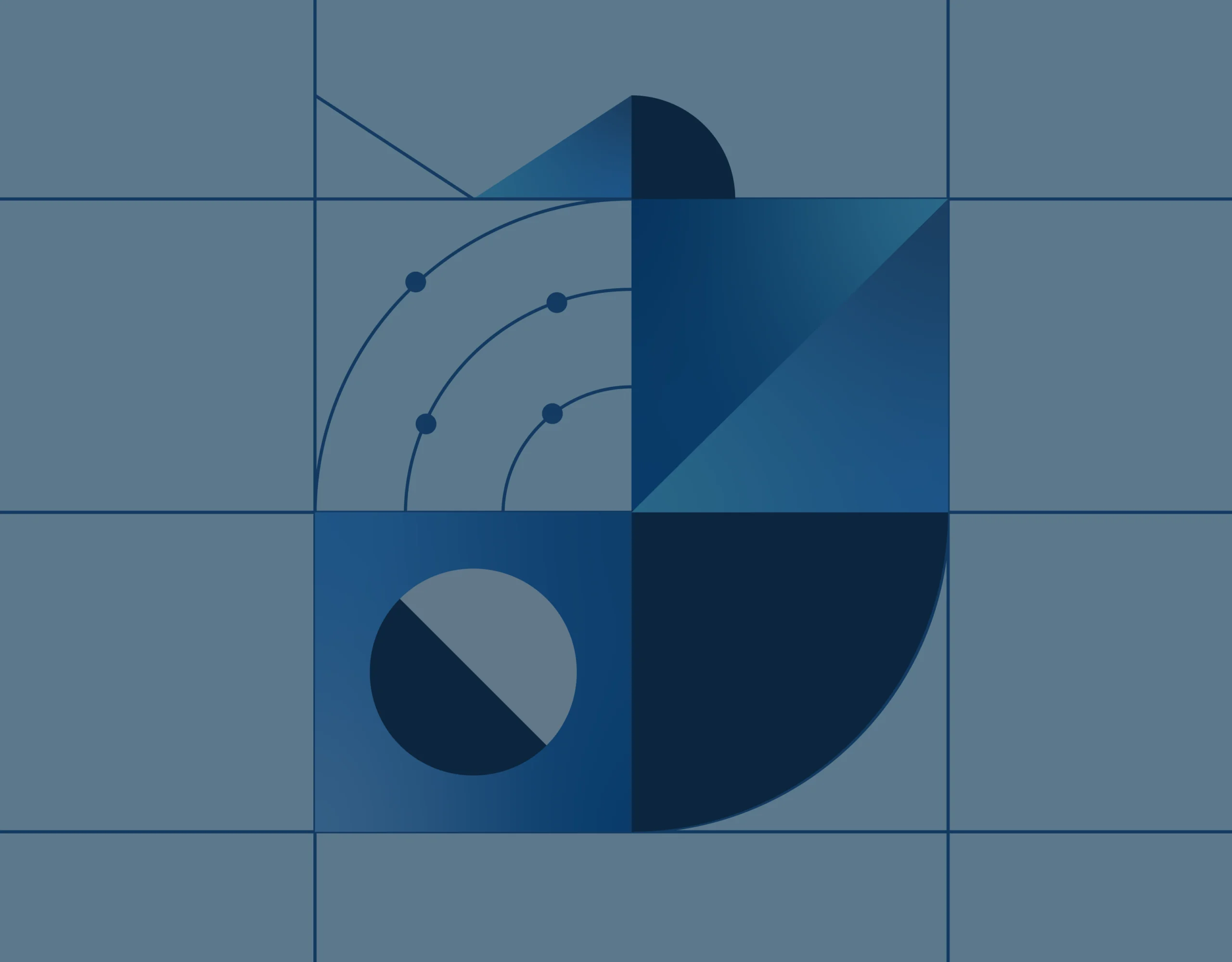 grids and circular elements, representing performance testing in CI/CD