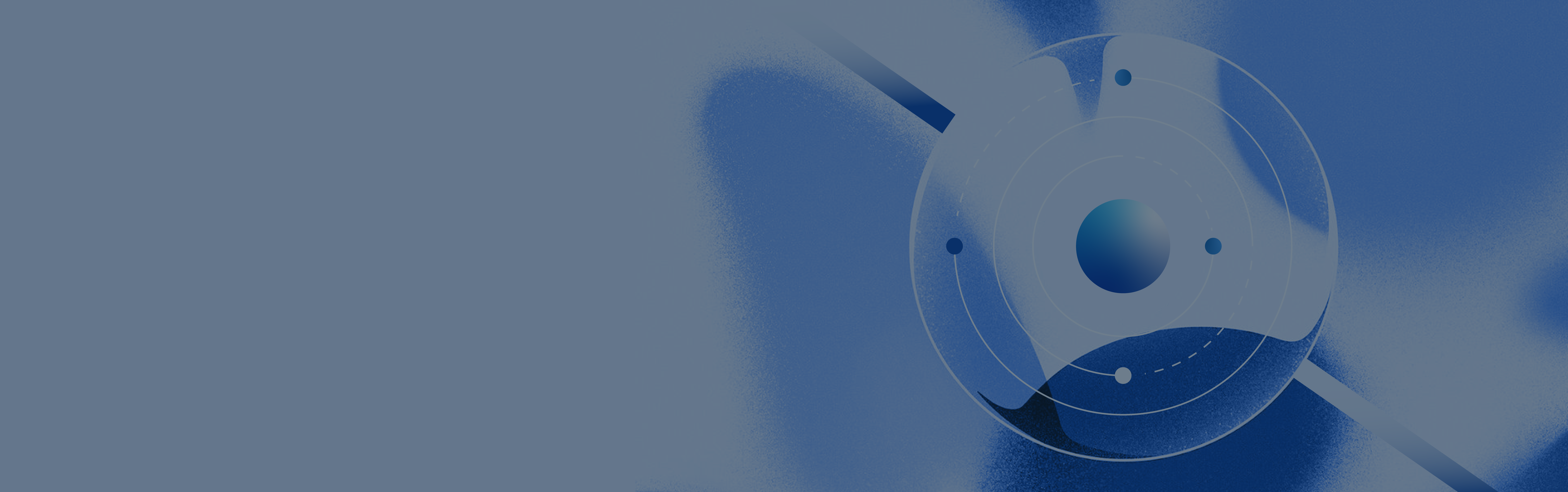 illustration of an AI core surrounded by orbiting data nodes, representing AI for regression testing