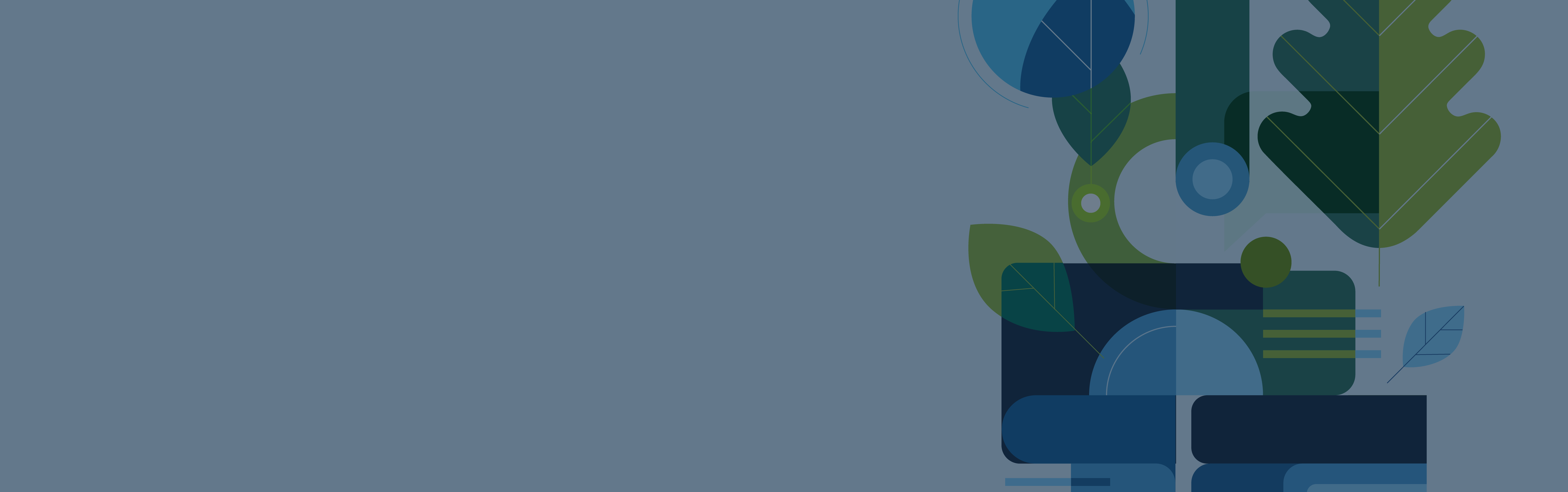 Illustration of leaves and geometric shapes symbolizing enterprise sustainability in the age of AI.