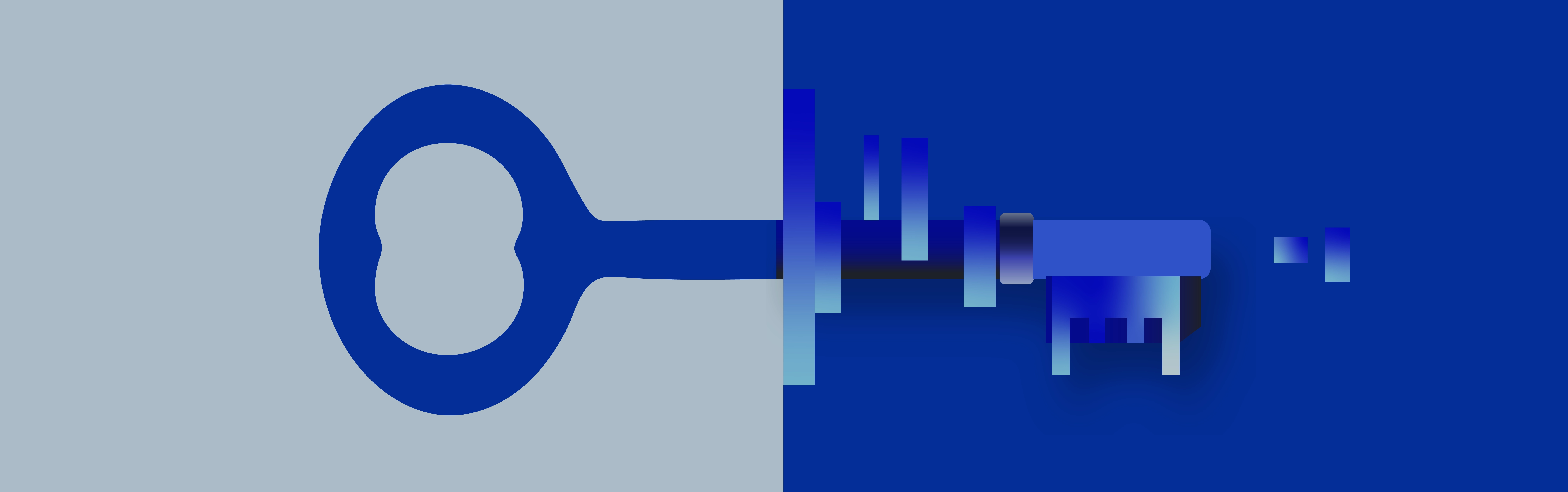 Abstract digital key illustration symbolizing Agentic AI in ERP systems.