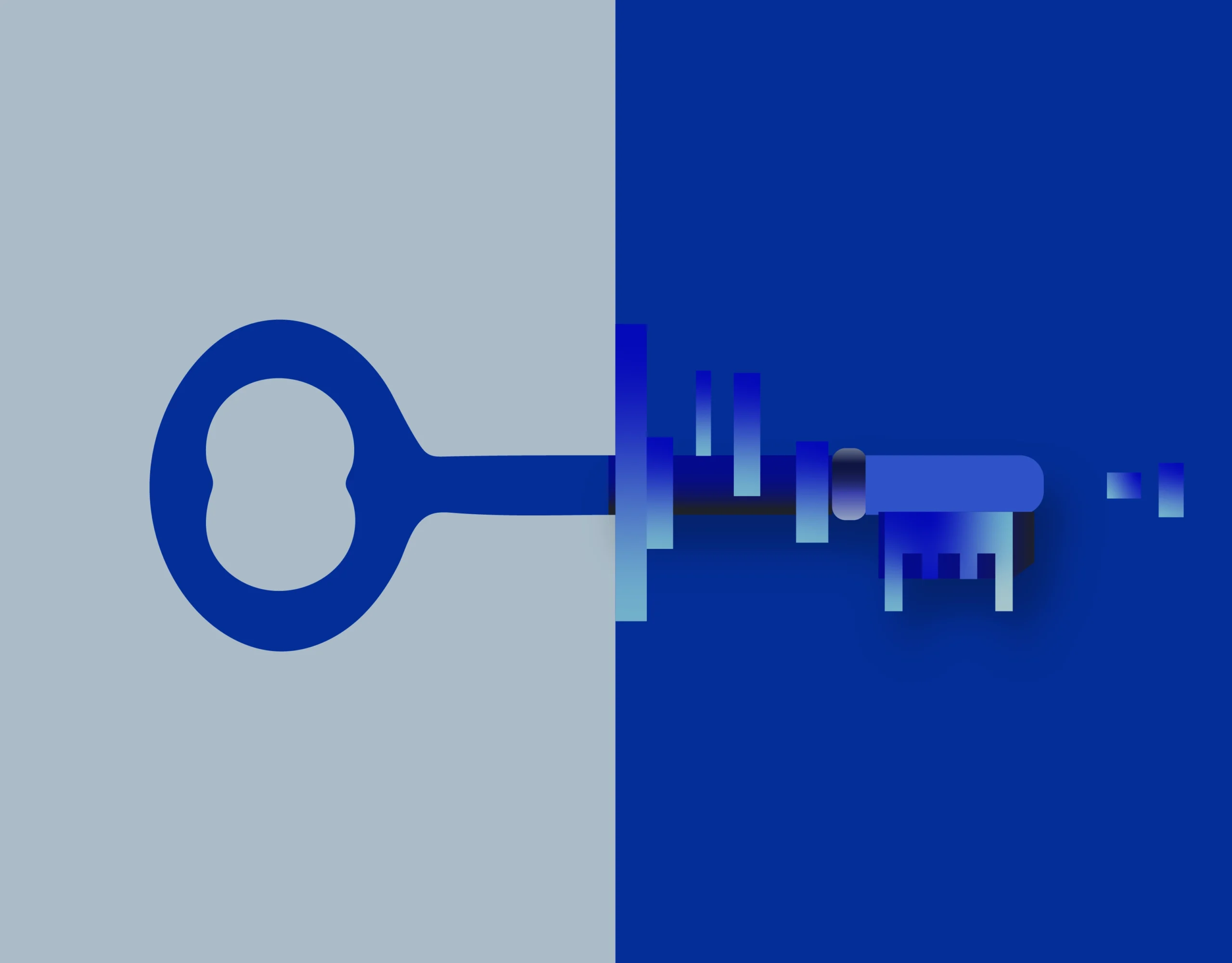 Abstract digital key illustration symbolizing Agentic AI in ERP systems.