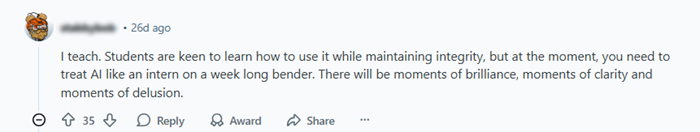 Reddit thread comment snippet