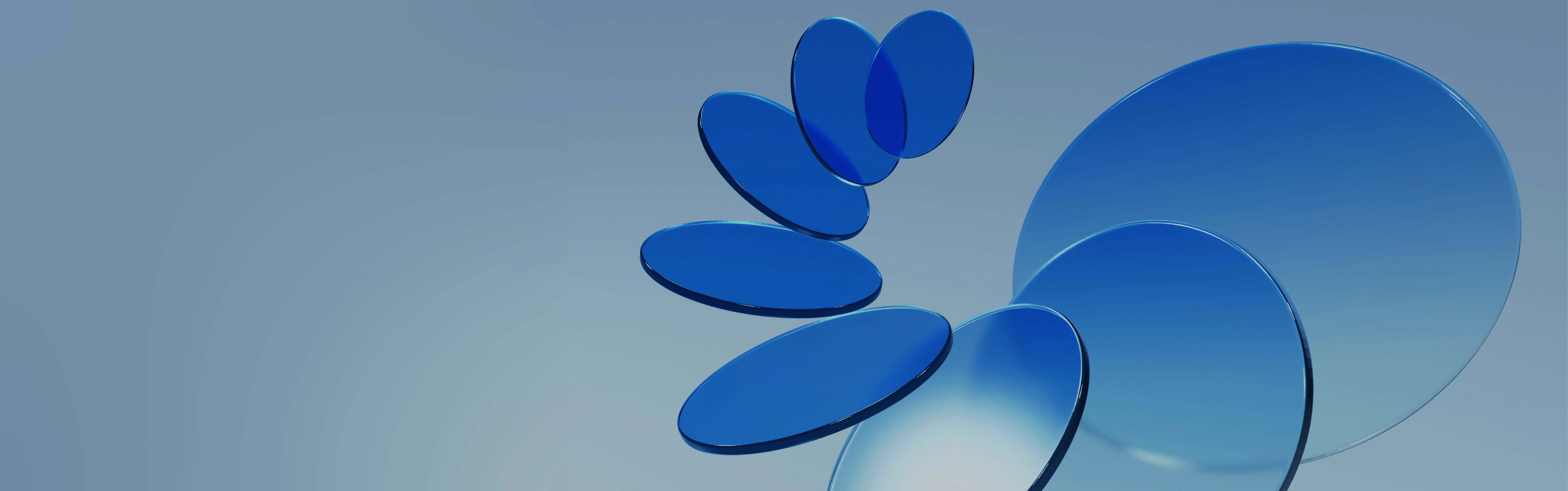 Abstract blue circular layers representing Digital Transformation Governance and process integration.