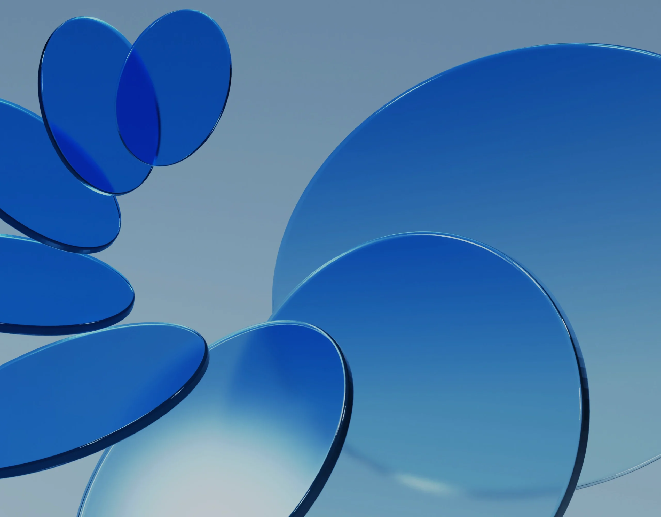 Abstract blue circular layers representing Digital Transformation Governance and process integration.