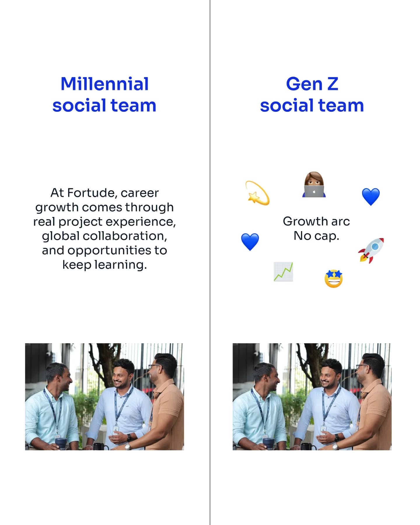 Same message. Different generation. Still a W.

#genz #millenial #fortude #deliveringdigitalsolutionsthatmatter #lifeatfortude